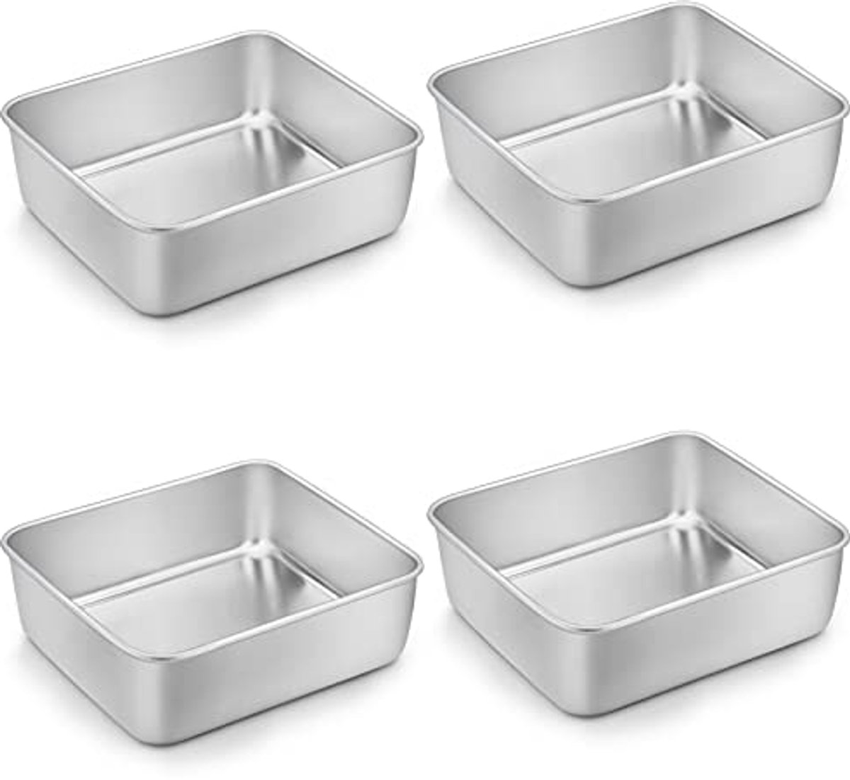 Stainless Steel Square Cake Mould Set of 4 - Perfect for Brownies, Lasagna & More