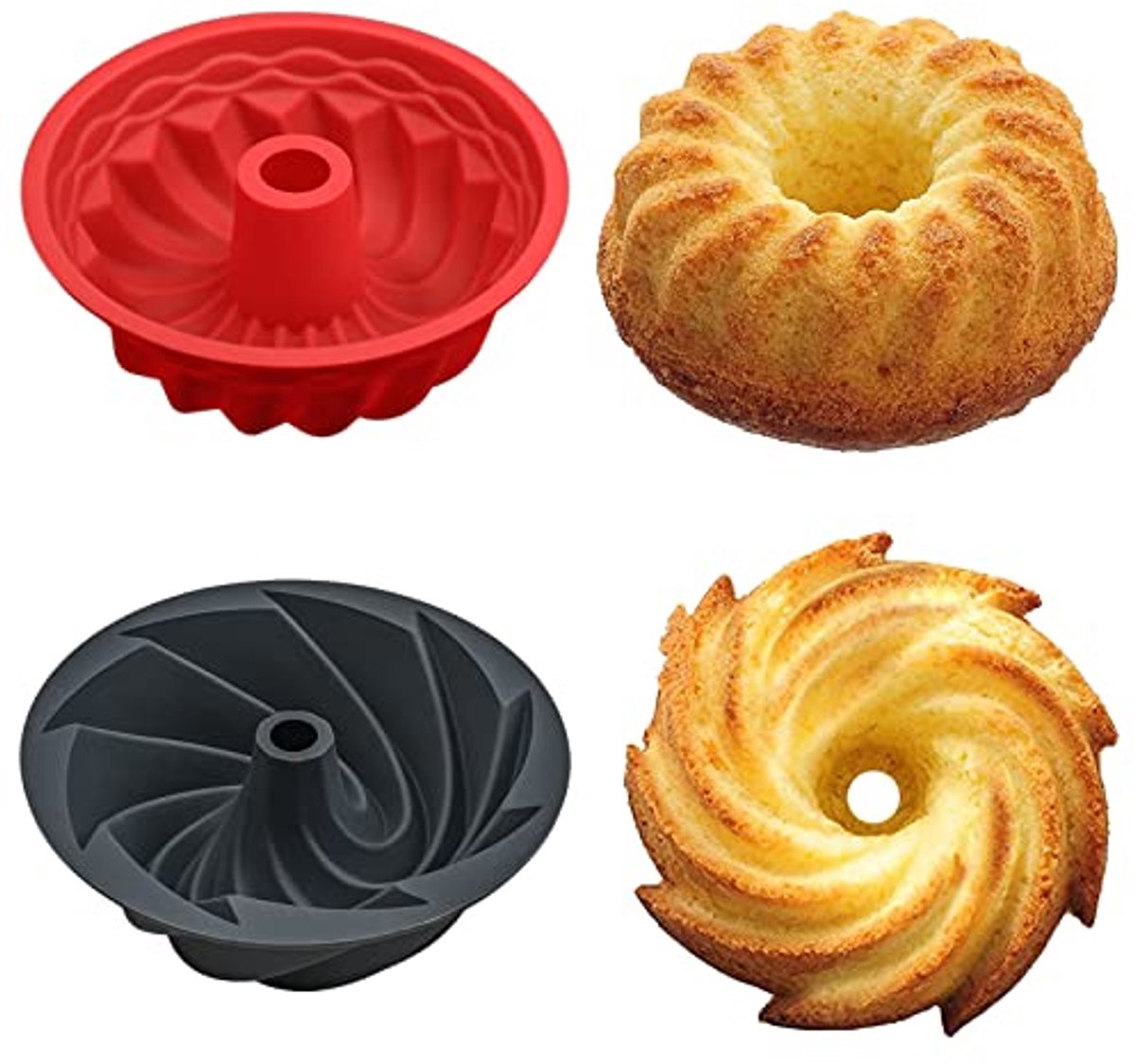 Mini Ring Cake Tin Set van 2 - 6 Inch (15cm) Fluted Savarin Vormpjes voor Taarten