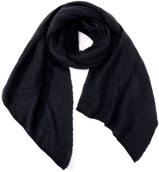 dames sjaal - zwart - 180x50cm - zacht - warm -lang - met schuine punten