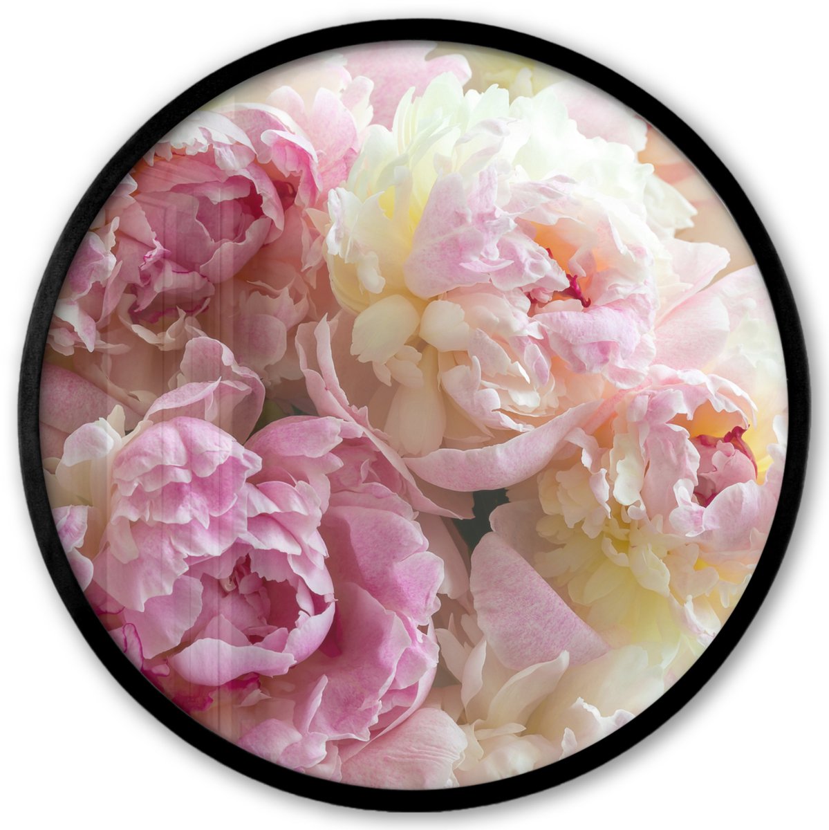 FrameYourWall Poster in lijst Rond - Fotolijst 40x40 cm - Posters - Vintage - Bloemen - Rozen - Natuur - Ronde posterlijst zwart - Decoratie - Wanddecoratie woonkamer - Muurdecoratie slaapkamer