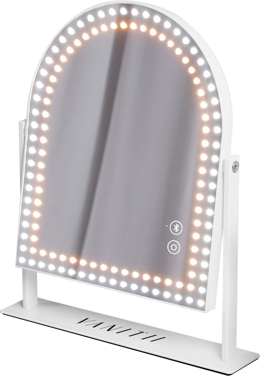 VANITII Hollywood Make-up Spiegel - Instelling Driekleurenlicht, Smart Touch, Gratis Draaibaar, 10x Vergrootglas-25x30cm Wit