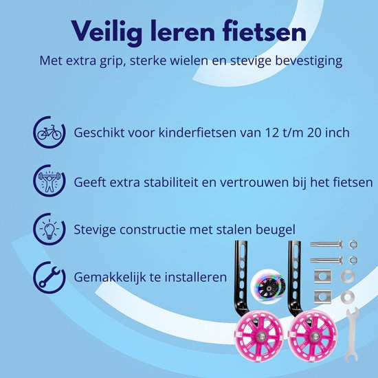 Knaak Zijwieltjes voor Kinderfiets - Roze - 12 t/m 20 Inch - Stevige Zijwielen - Fietsaccessoires van Knaak — afbeelding 2