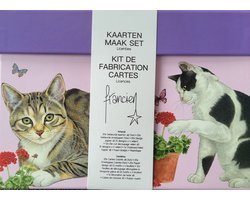 Kaarten maak set katten van Francien - 20 kaarten om zelf te maken met enveloppen - 6 verschillende designs - met foam en washitape
