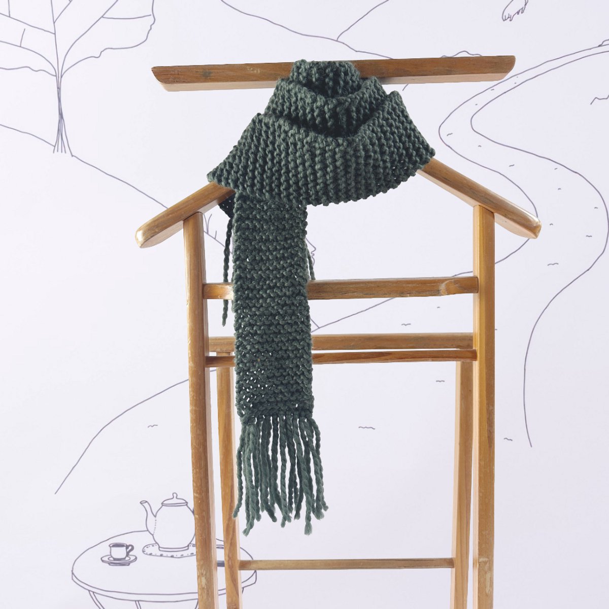 All-in Breipakket-beginners-Easy Scarf- Forest groen