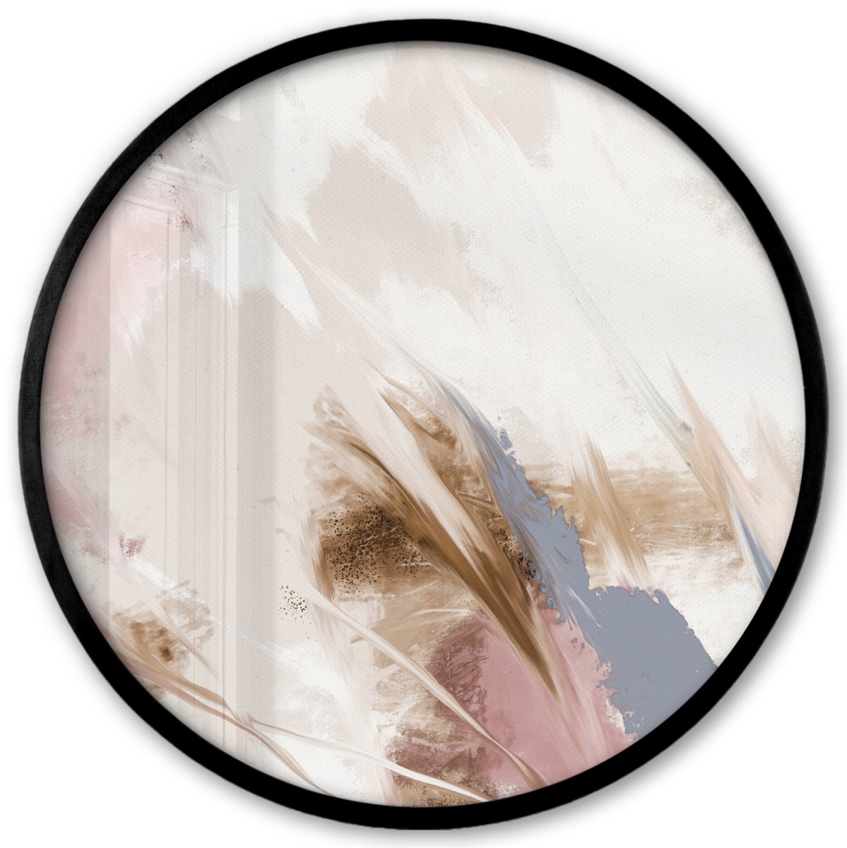 FrameYourWall Poster in lijst Rond - Fotolijst 40x40 cm - Posters - Kunst - Verf - Kleuren - Patroon - Ronde posterlijst zwart - Decoratie - Wanddecoratie woonkamer - Muurdecoratie slaapkamer Roze