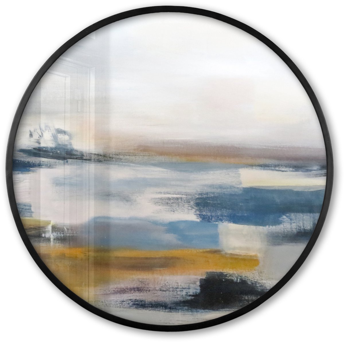 FrameYourWall Poster in lijst Rond - Fotolijst 60x60 cm - Posters - Olieverf - Schilderij - Abstract - Ronde posterlijst zwart - Decoratie - Wanddecoratie woonkamer - Muurdecoratie slaapkamer Multicolor