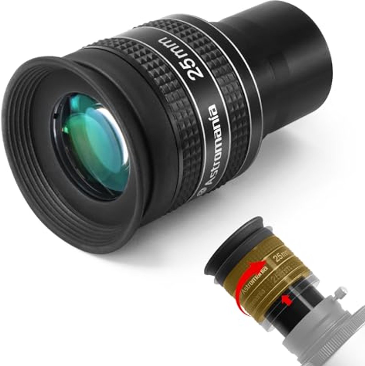 Groothoek 25 mm Telescoop Oculair voor Astronomie met 58 Graden Gezichtsveld