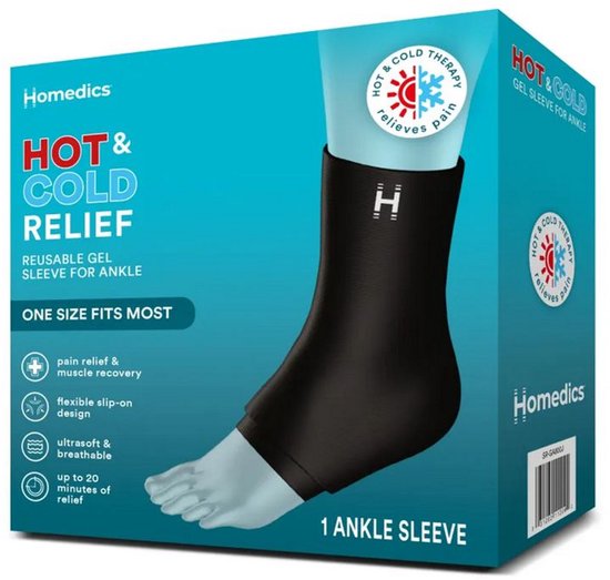 HoMedics Hot and Cold Compression Sleeve Voor de Enkel - koeling sleeve - cooling - Warm & koud - Enkelblessure - zwellingen - Super Flexibel en Duurzaam - Gaat Lang Mee