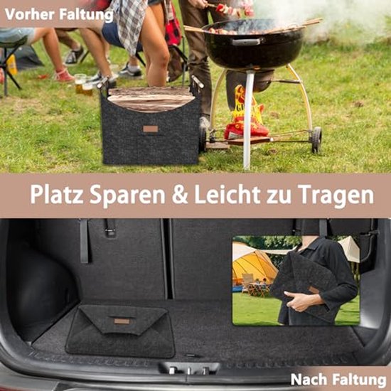 LIVLIG Brandhoutmand, metaal, 28 liter, houten mand voor haardhout met handvat, draagmand, brandhoutmand, haardaccessoires, metalen mand met matte poedercoating, grijs
