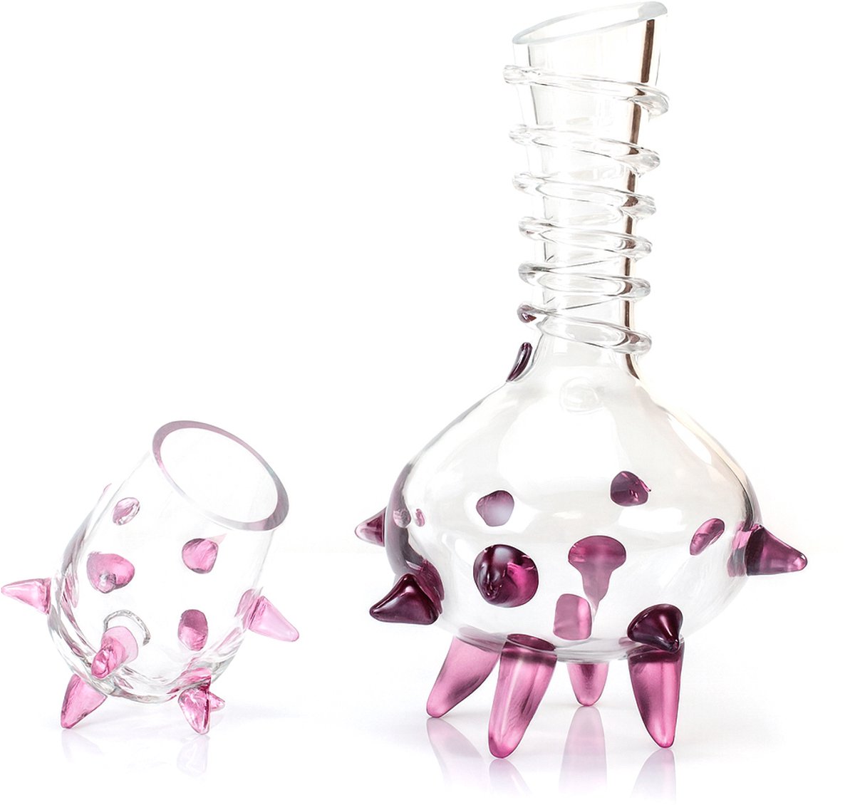 Loranto - 4 Glazen & Karaf Paars - Luxe Drink glazen - Europees glas