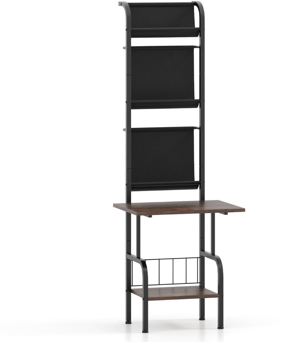 Platenspeler Meubel - LP-kast - Platenspelerkast - Draaitafelstandaard - Platenspelerstandaard - Vintage Displayplank - Rustiek Bruin