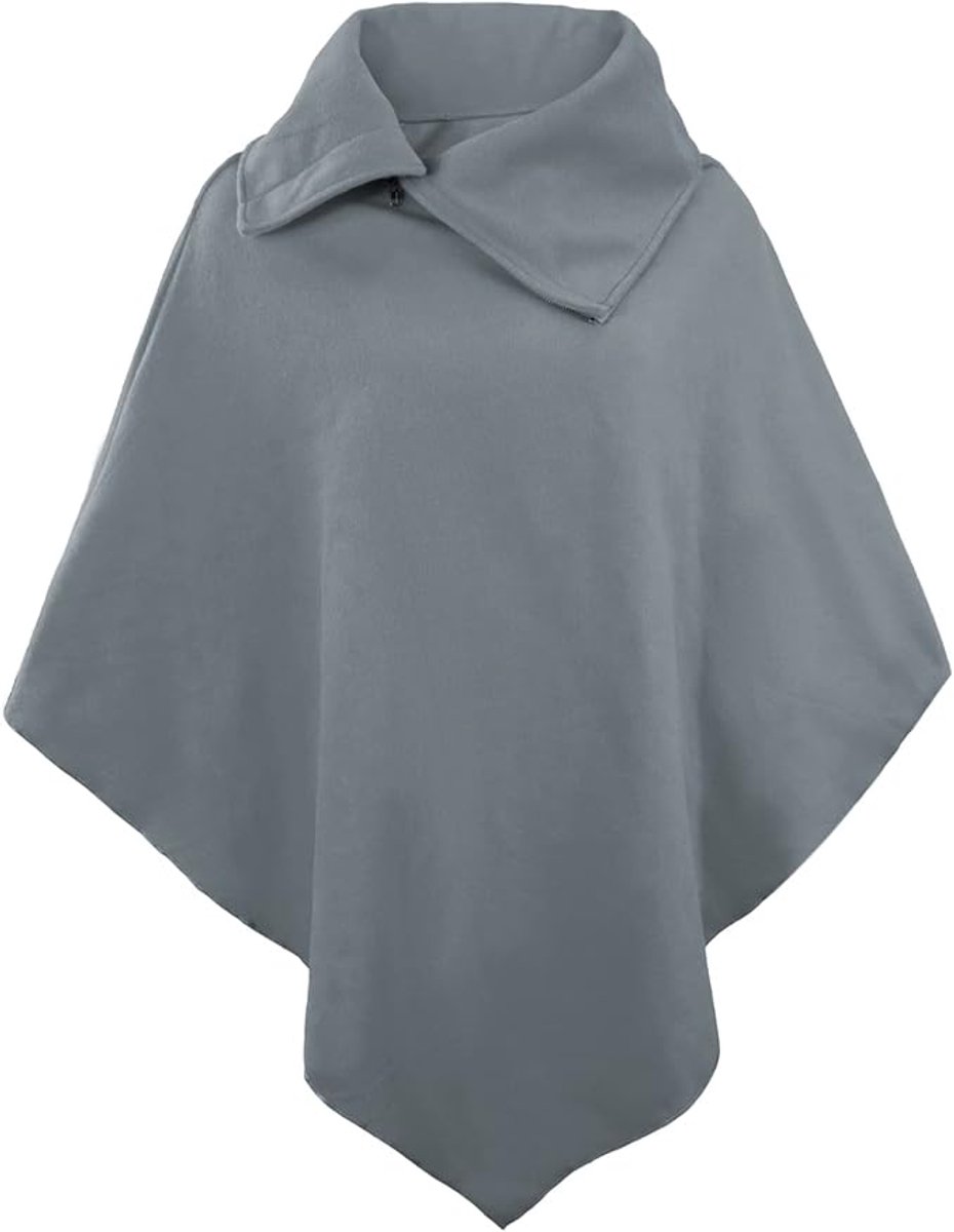 Poncho dames winter herfst elegant klassiek effen stretch cape mouwloos charmant los onregelmatige sjaal Young Fashion Top - L: 96-99cm, W: 176-188cm - One-size - grijs