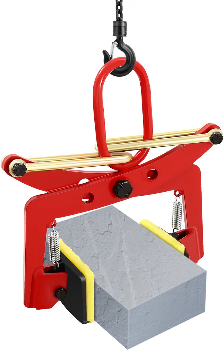 Elektrische takel - Steenklem lifter - Platen tillen - Antislip texturen - 330kg capaciteit - Rood Geel