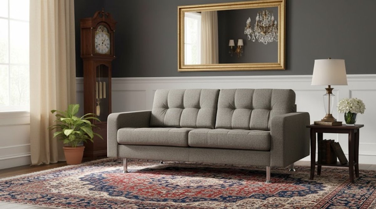 ComfortLine Luxe 2-Zitsbank – Lichtbruin – Moderne Stoffen Bank met Metalen Poten – Scandinavisch Design – Compacte en Comfortabele Bank voor Woonkamer, Slaapkamer of Kantoor – 166 x 92 x 65 cm | Ganeey®
