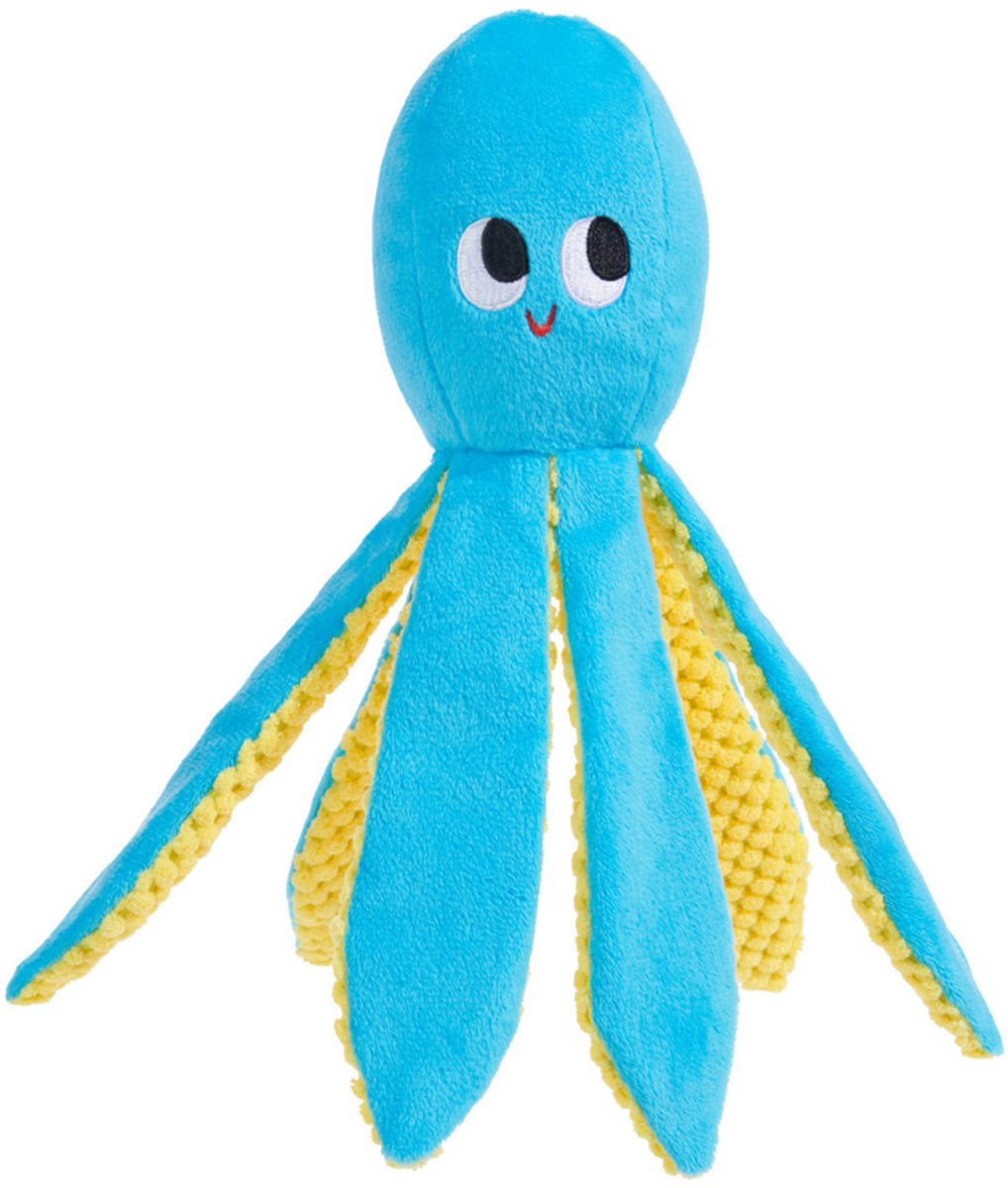 BARK - Odd Otto Octopus - Met Spikey Bal - Pluche - Blauw - 30X12X8 cm