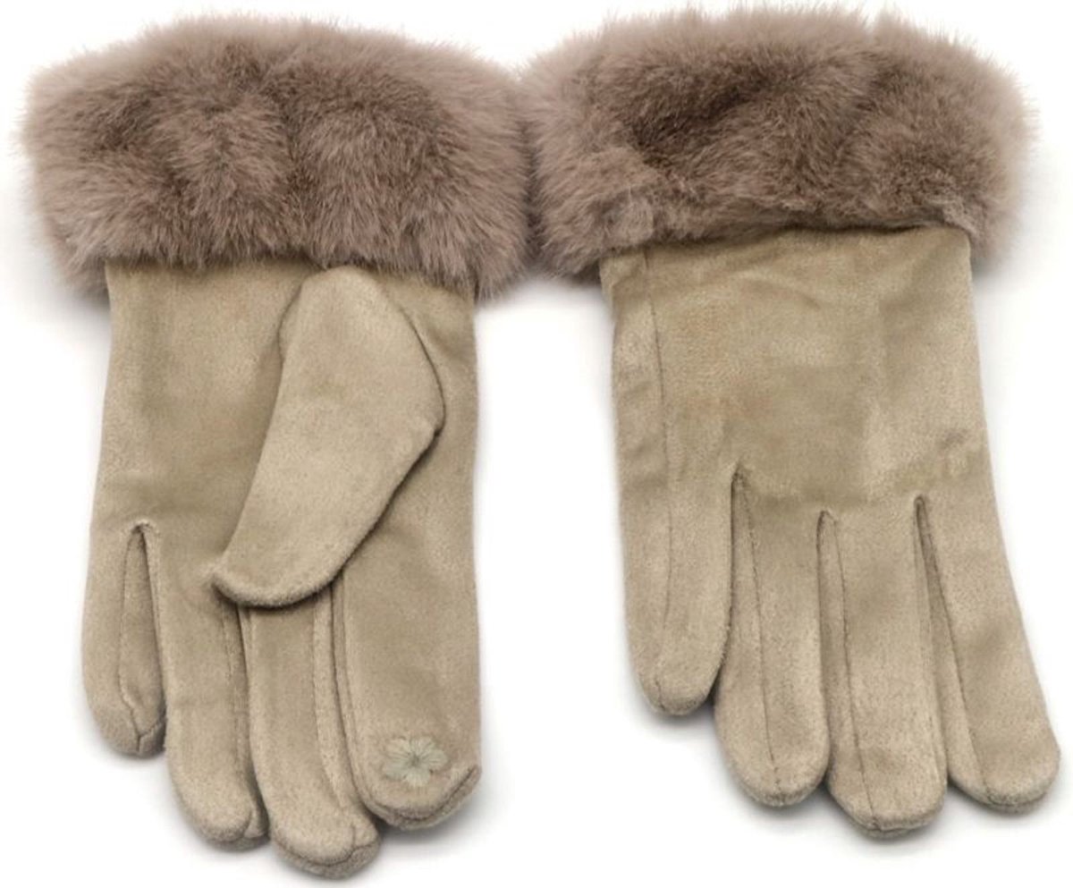 Elegante Dameshandschoenen - Bruin - Nepbont - Touchscreen tip - Winteraccessoire - Warm & Stijlvol - Gloves, handschoenen -Damesdingetjes