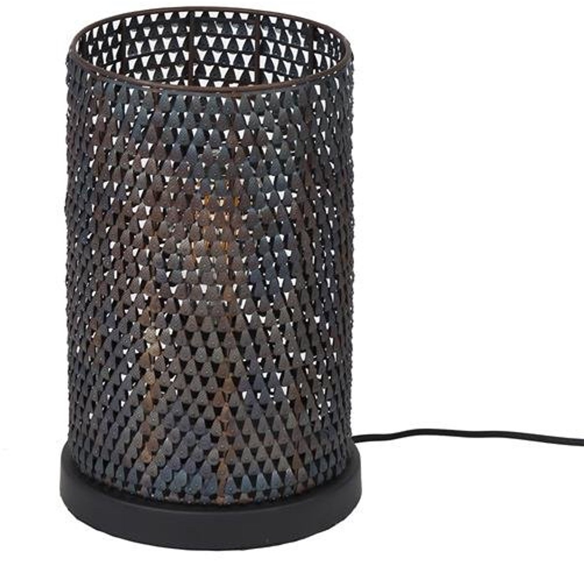 Tafellamp Industrieel Cilinder (Ø20cm) - Tafel Lamp voor Woonkamer / Eetkamer / Slaapkamer - Staand Lampje van Metaal met Cilinder in Industriele / Moderne Stijl (30cm hoog)