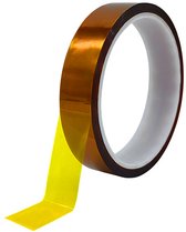 Rol amberkleurige polyimide tape met een loshangend geel uiteinde.