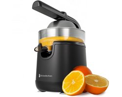 KitchenBrothers Citruspers - Elektrische Sinaasappelpers en Citroenpers - Met Uitloop en Pershendel - Compact - 0.35L - Zwart