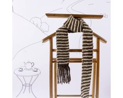 All-in-Breipakket voor beginners-Easy scarf-streepjes Chocolate+cream