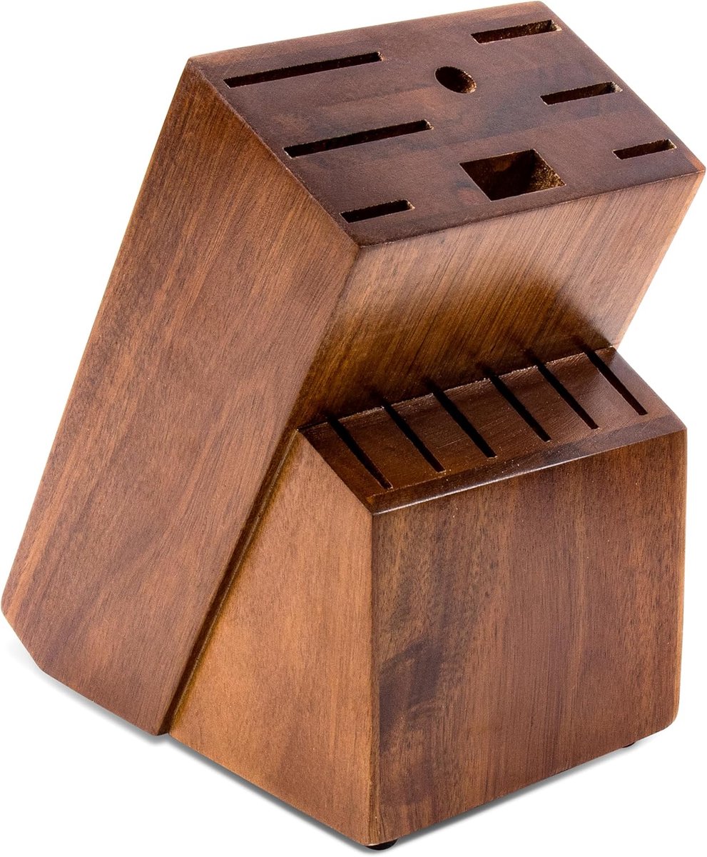 Grote houten bamboe messenblok opbergdoos voor de keuken (bruin)