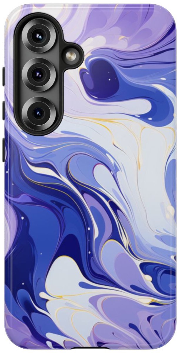 Lavendel en Indigo Gemarmerd Abstract – Telefoonhoesje Geschikt voor Samsung Galaxy S25