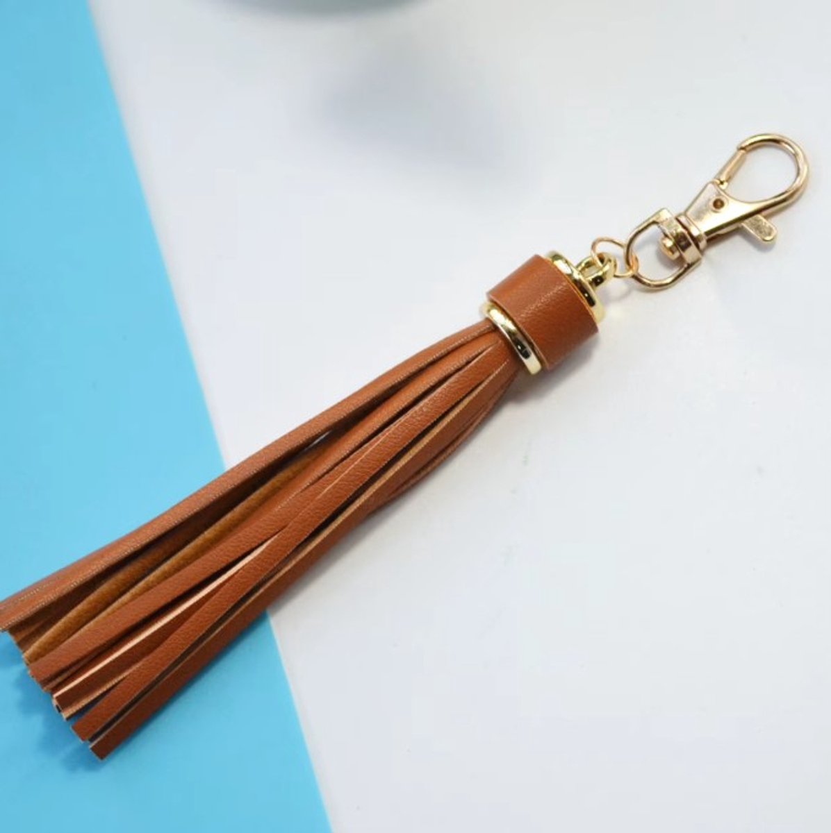 Go Go Gadget - Sleutelhanger - Kwastje - Leer PU -Tashanger - Keycord - Licht Bruin