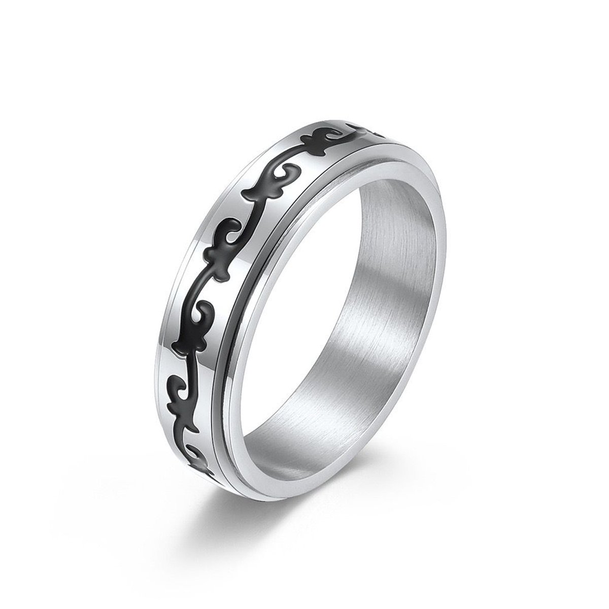NEFET® - Anxiety Ring - Fidget Ring - Roestvrij Staal - Maat 18 - Zilverkleurig - Heren / Dames - ideale geschenk - Cadeau voor Man - Cadeautjes Accesoires