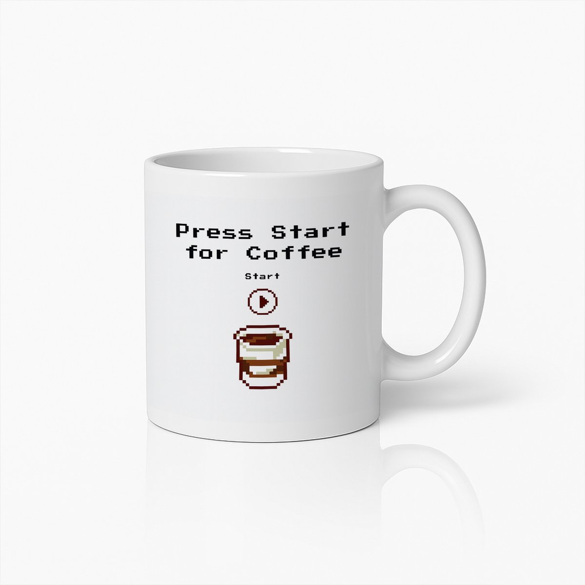 Press Start for Coffee Mok – Retro Gamer Stijl Koffiebeker voor Koffieliefhebbers