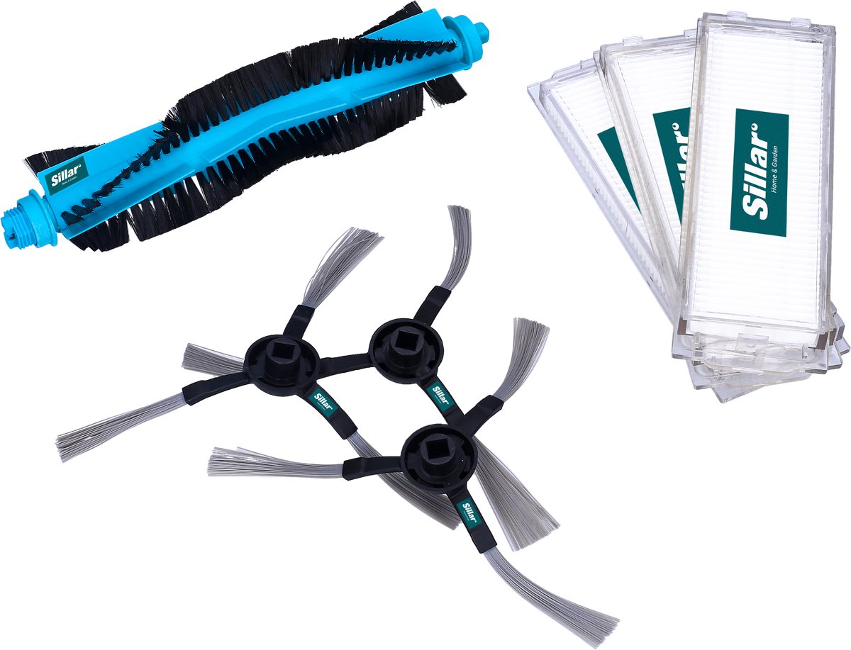 Sillar, set accessoires voor stofzuiger, vervangings, geschikt voor Mi Robot Vacuum Mop Pro, Viomi V2 V3 PRO SE, 3x HEPA filters, 3 zijborstels, hoofdborstel, 7 stuks