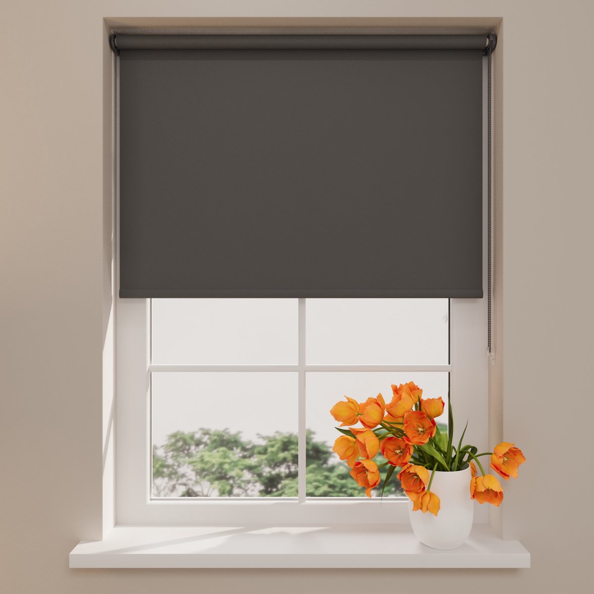 DTCH® Rolgordijn Verduisterend - Mini - Donker Grijs - 70 x 150 cm - Full Color - Rolgordijn zonder boren