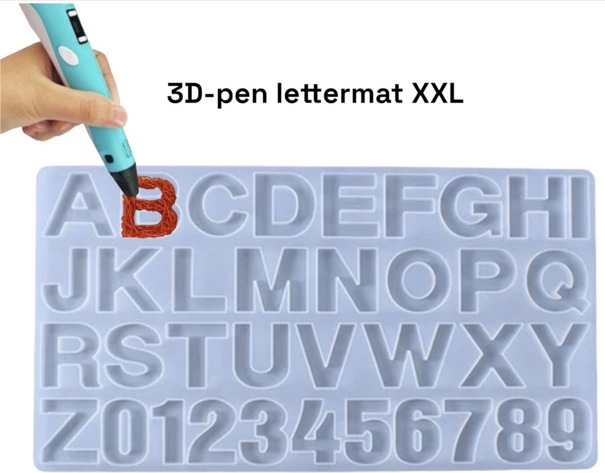 3D-pen Lettermat XXL - hulp voor het netjes tekenen van letters en cijfers - Knutselen - sjablonen - Kinderen - Vullingen - Navullingen - geschikt voor alle 3d-pennen