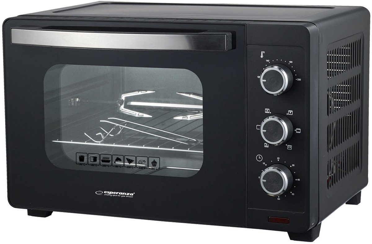 Esperanza Napoli EKO006N Mini Oven - 25 Liter - 1600W - Met Hetelucht (Convectie) - Instelbaar tot 250°C - Zwart — afbeelding 1