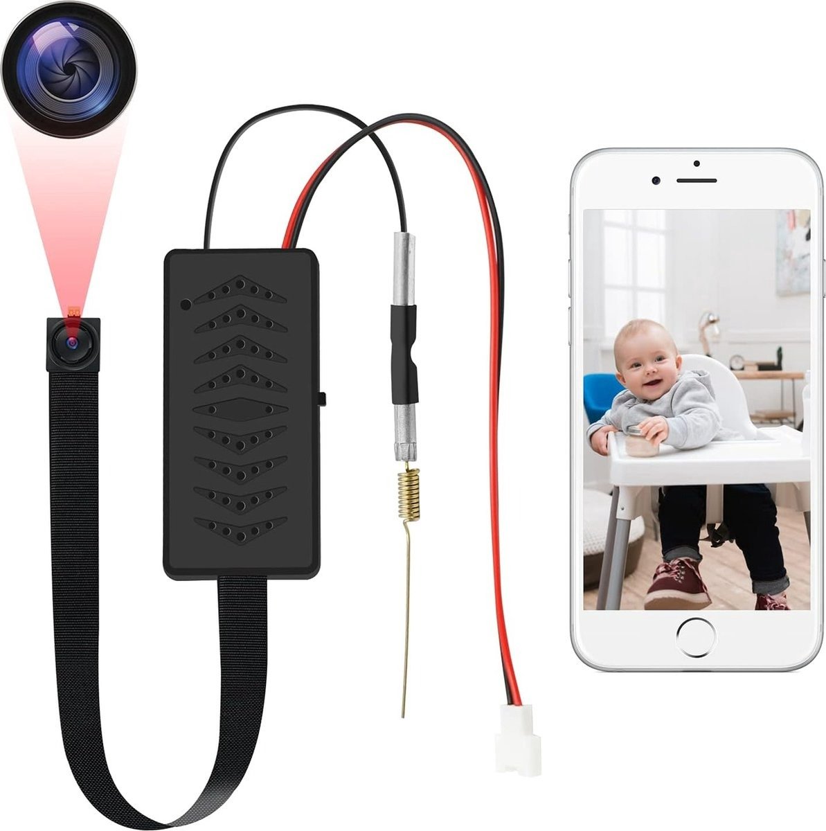 WNHB® Verborgen Camera - Spy Camera - Mini Beveiligingscamera met Bewegingsdetectie en Nachtzicht - Draadloos en Oplaadbaar