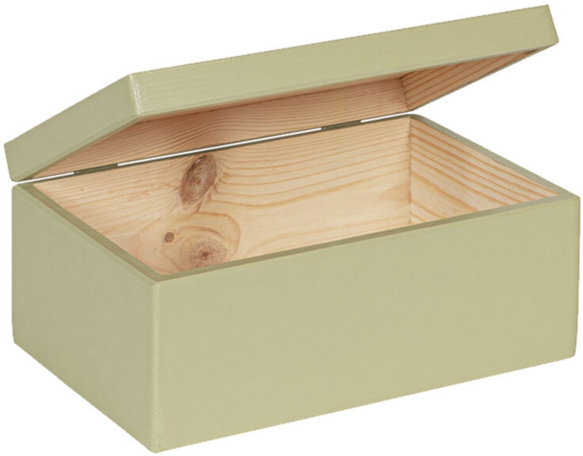 HAUDT® houten kistje EVA mini PISTACHE - met klepdeksel - 30 x 20 x 13 cm - groen