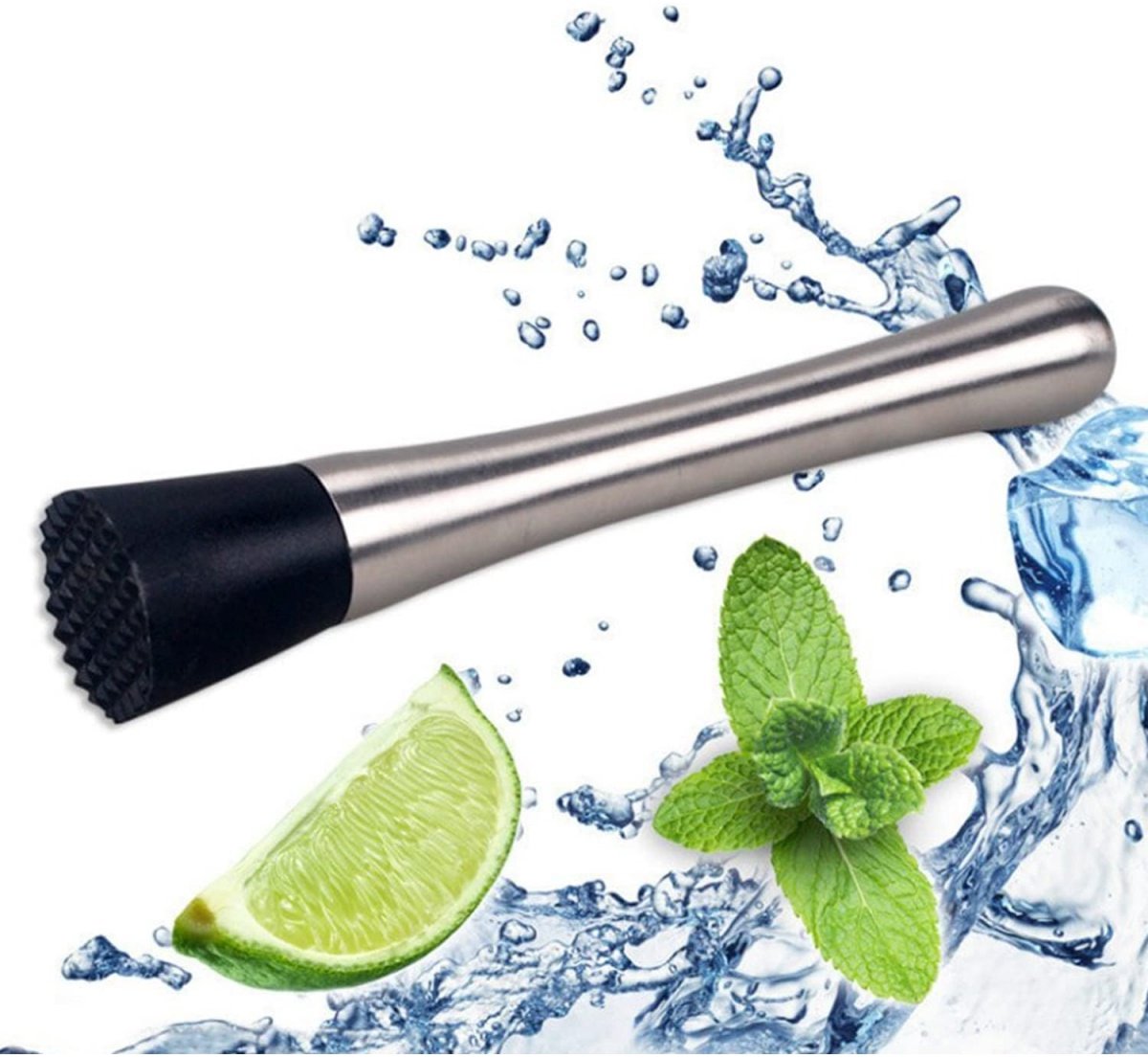 EXCITAT Ice Crusher - Ice Cube Masher - Stainless Steel - Perfect for Mixing Delicious Cocktails, Drinks, and Juices - Silver