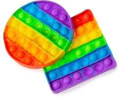 foto van Pop It Set – Fidget Toy – Regenboog – Rond en Vierkant - Stressverlagend Speelgoed voor Kinderen