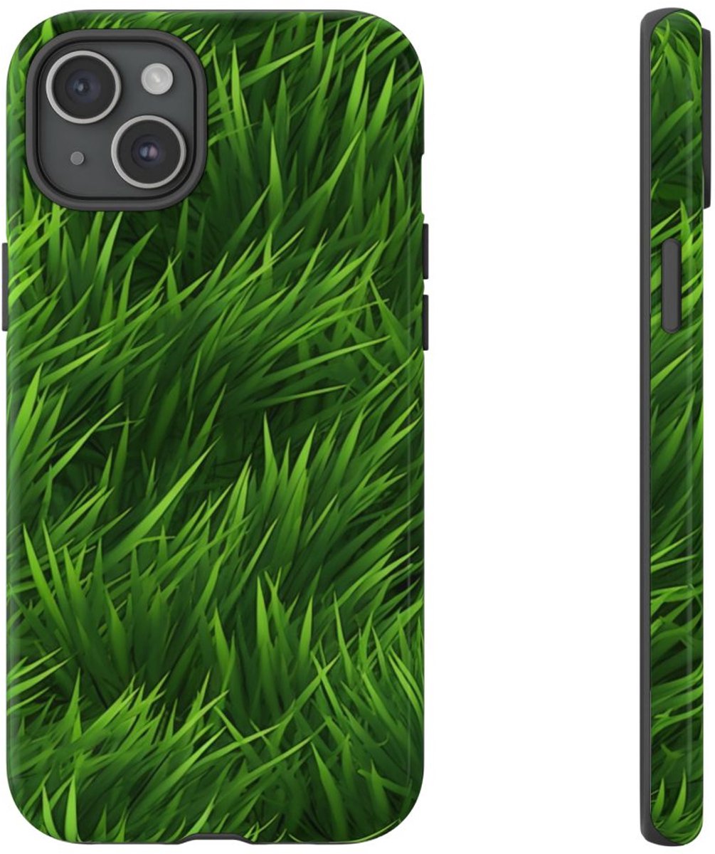 Weelderig Groen Grasstructuur – Telefoonhoesje Geschikt voor iPhone 15 Plus