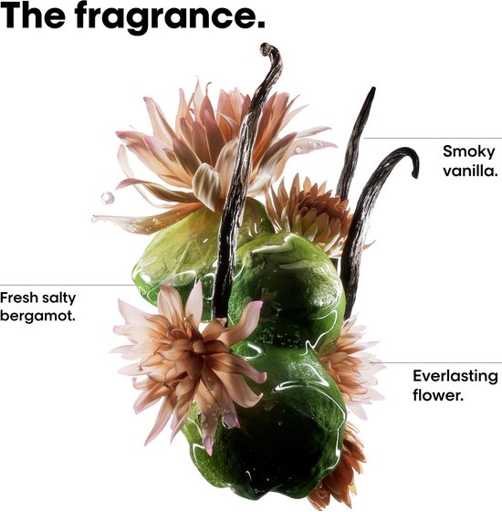 Fles L'Oréal Absolut Repair Molecular Oil omringd door grote gouden druppels olie, met tekst over duurzaamheid.
