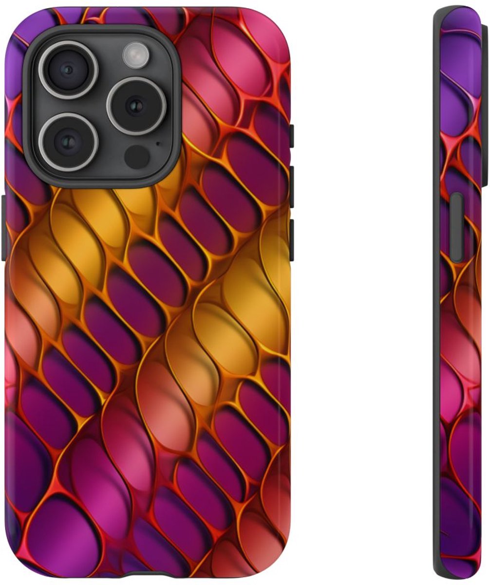 Levendig Abstract Metaalroosterpatroon – Telefoonhoesje Geschikt voor iPhone 15 Pro