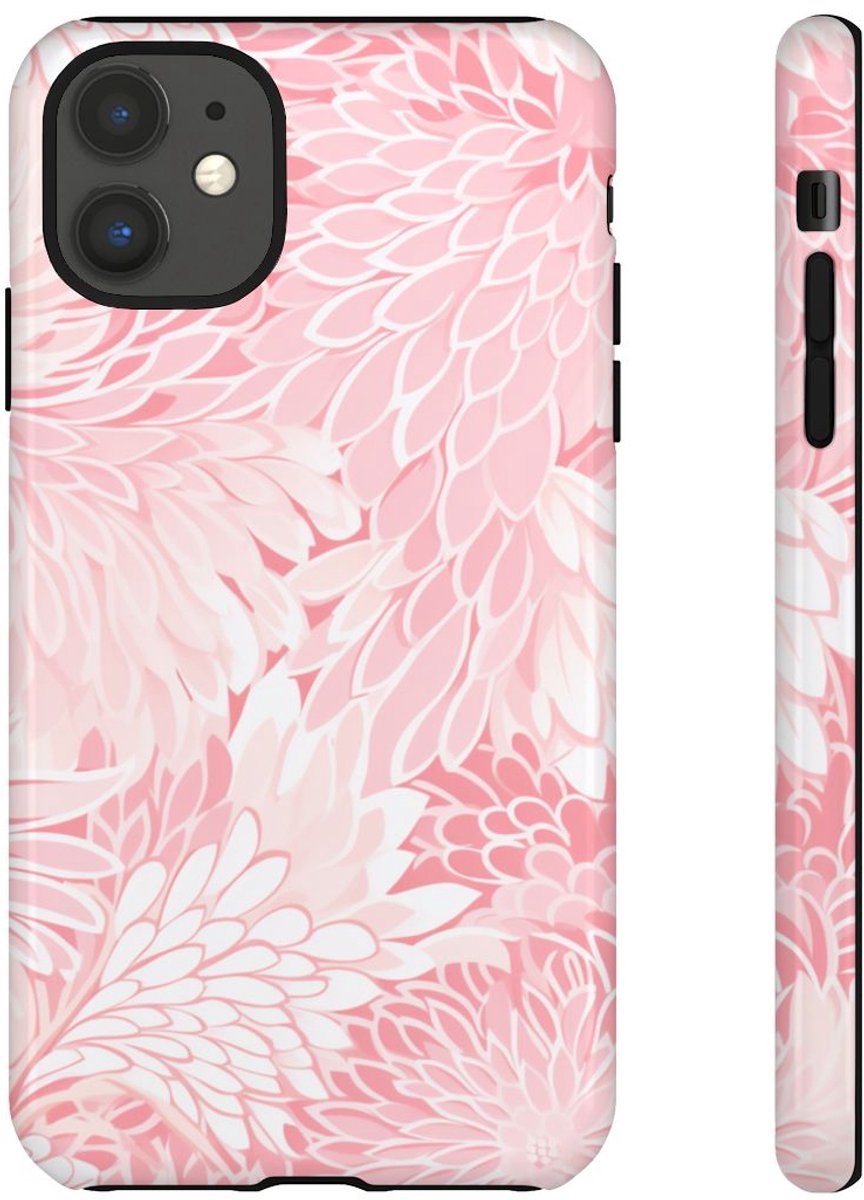 Lichtroze Bloemenpatroon – Telefoonhoesje Geschikt voor iPhone 11