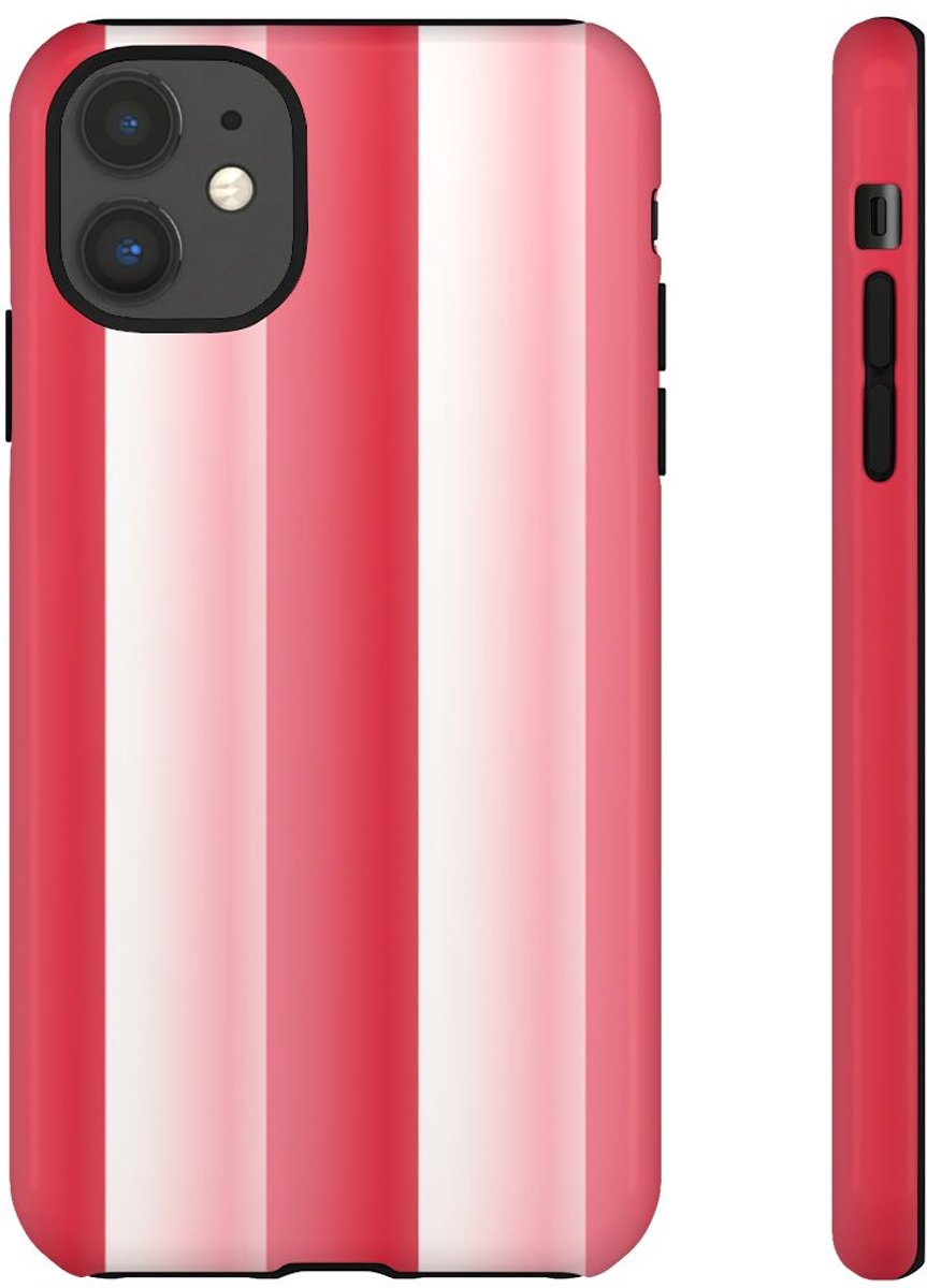 Rood-Wit Gestreept Patroon – Telefoonhoesje Geschikt voor iPhone 11