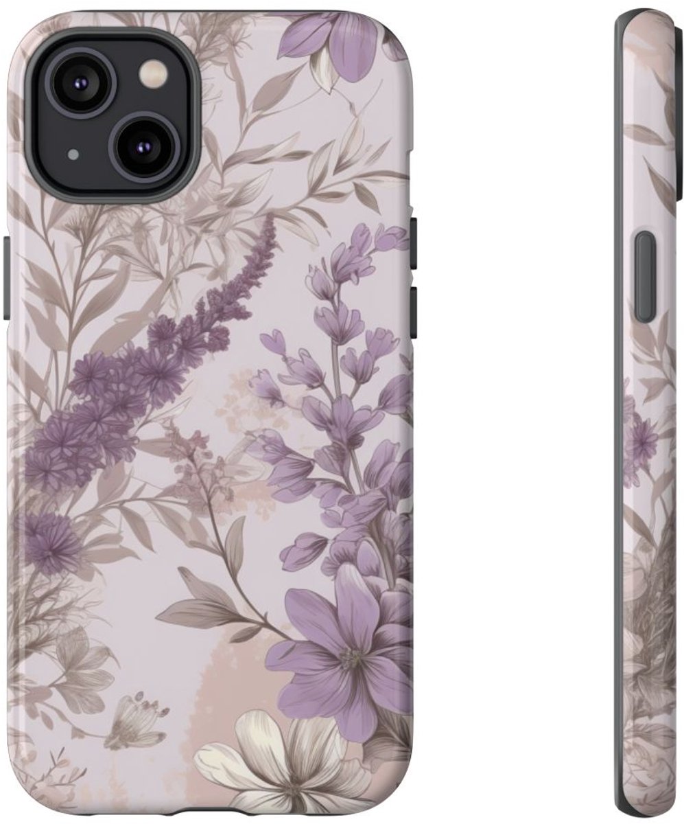 Lavendel Bloemenpatroon – Telefoonhoesje Geschikt voor iPhone 14 Plus