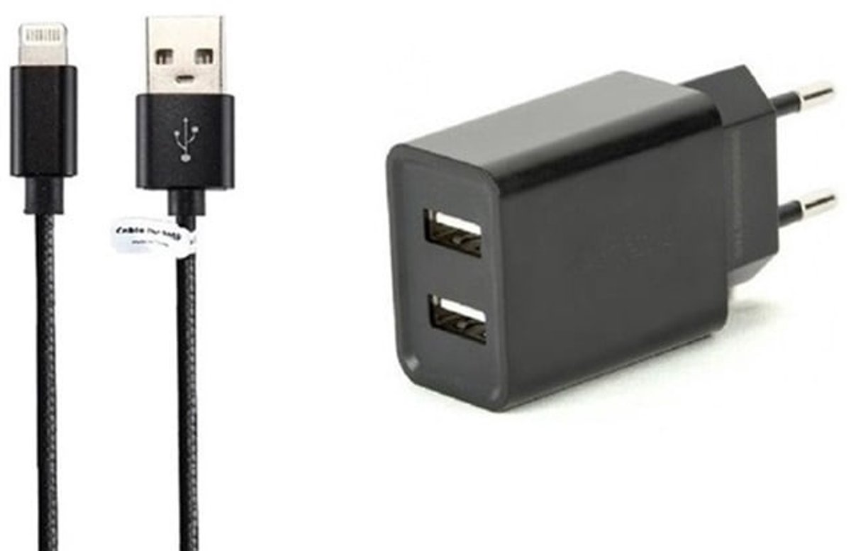 OneOne 2.1A lader met 2 poorten + 1,0m sterke USB C kabel. Standaard oplader adapter past op Samsung Galaxy S8, S9, A07, A17, F36, M36, F56, Tab Active 5 Pro, Tab S9, S9 FE, Tab S10 Lite, S10+, S10 FE+, S10 Ultra
