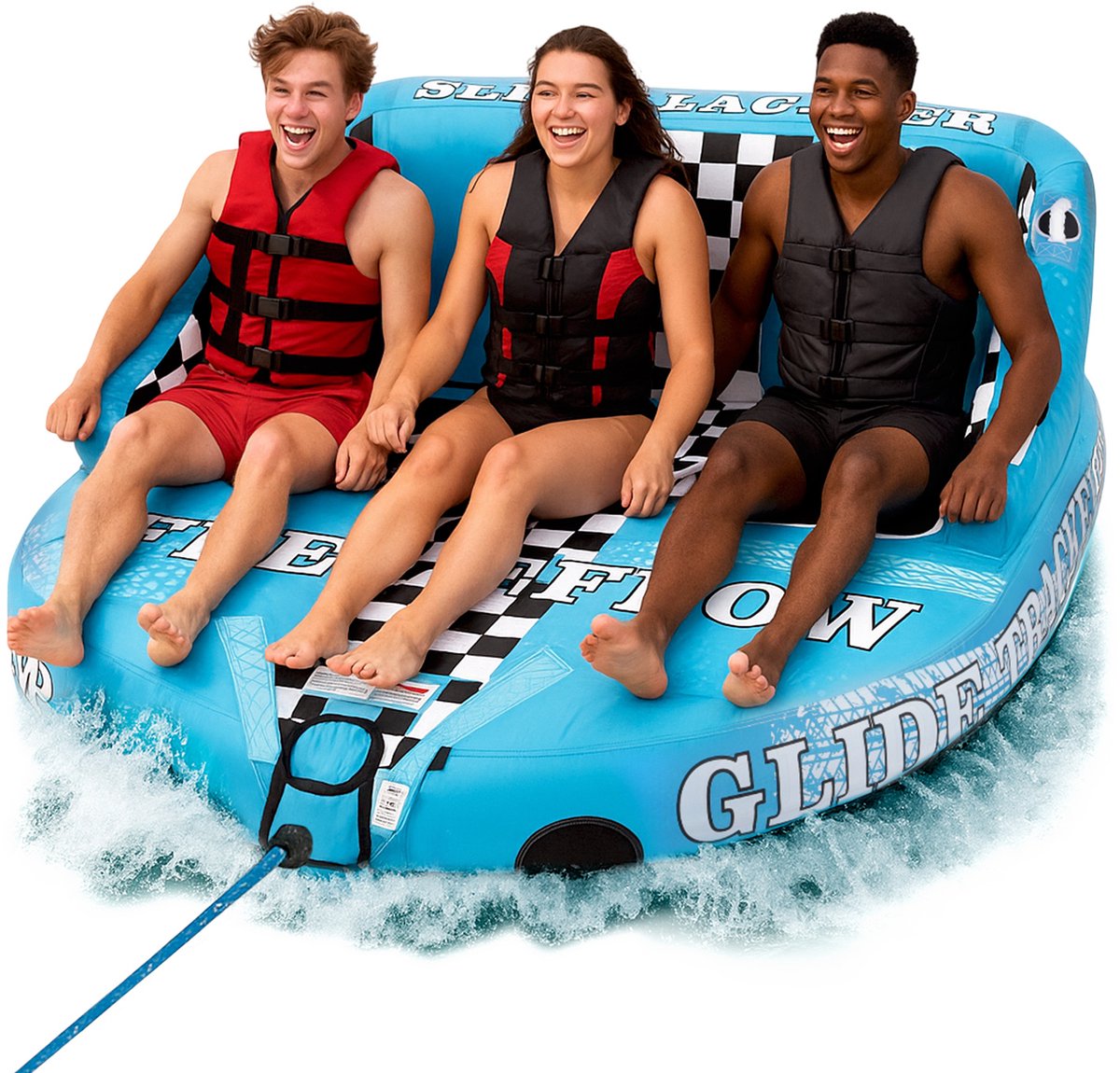 SereneLife Zware Opblaasbare Sleeptube - Water Tube Boot Float Sleepraft, Watersport Opblaasbare Trekboten/Tubes/Sleeptubes met Schuimzitjes, PVC Blaas, Handvatten