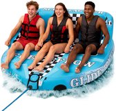 Bouée de remorquage gonflable robuste SereneLife - Radeau de remorquage pour bateau à Water , Tubes de traction gonflables Sports nautiques avec sièges en mousse, vessie en PVC et Poignées