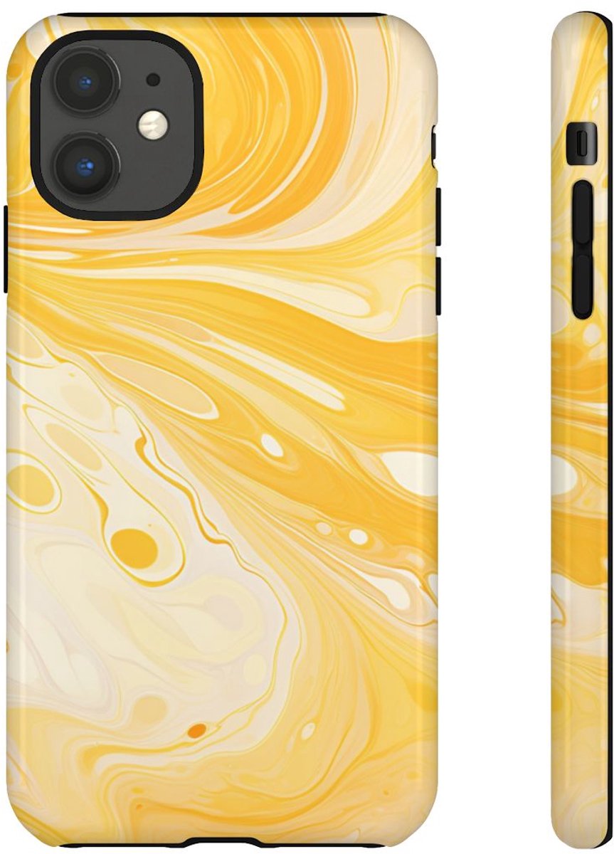 Goudgele Suminagashi Marmer Abstract – Telefoonhoesje Geschikt voor iPhone 11