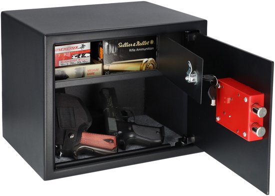 Furni24 Metalen Lockerkast met 4 Compartimenten en Afsluitbare houten Deuren, Opbergkluisjes Gelegeerd Staal voor Sportschool, Kantoor, School, Volledig Gemonteerd, Verschillende Maten | Beuken 180x80x50 cm