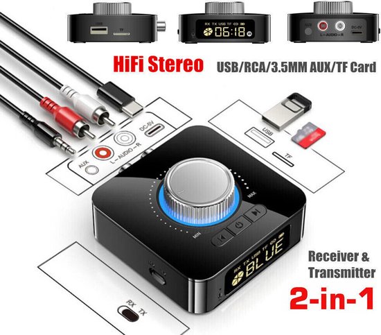Bluetooth 5.0-ontvanger/zender Draadloze 3,5 mm AUX naar RCA HiFi-audioadapter van ZIOCOM — afbeelding 4