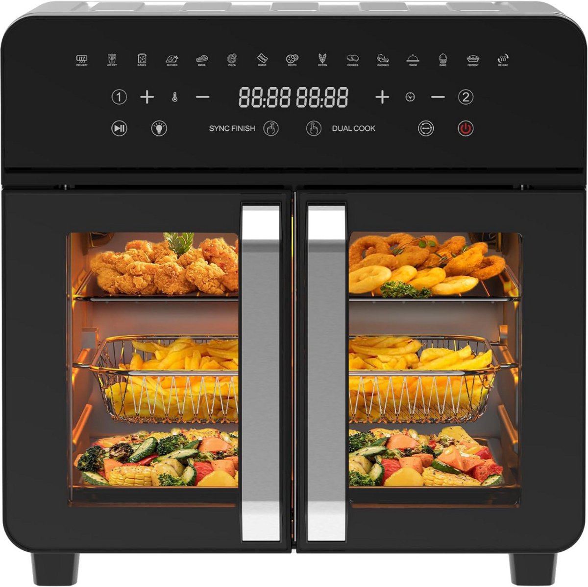 ApexArte® Dubbele Airfryer XXXL 23L Zwart 2200W
